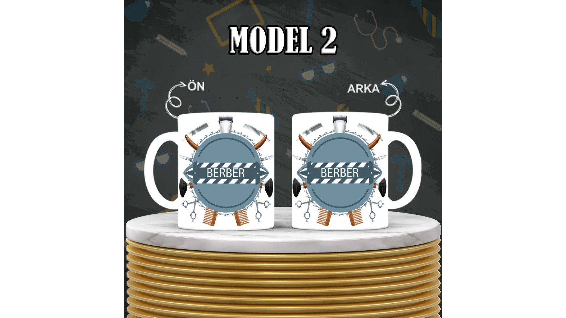 Kuaförlere özel baskılı seramik kupa bardak