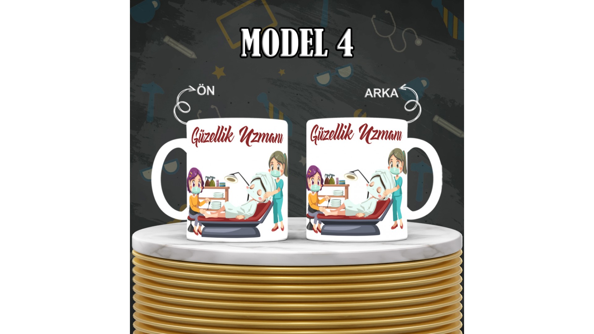 Kuaförlere özel baskılı seramik kupa bardak