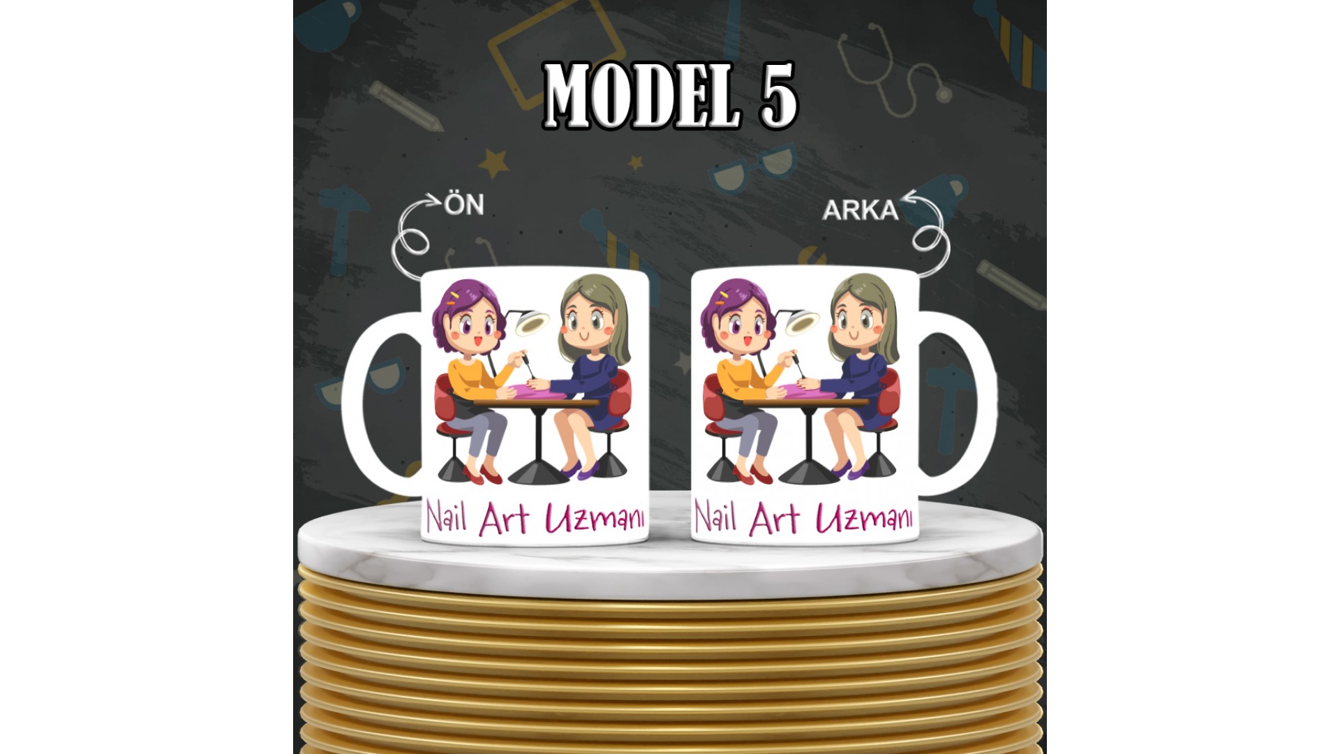 Kuaförlere özel baskılı seramik kupa bardak