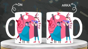 Kuaförlere özel baskılı seramik kupa bardak