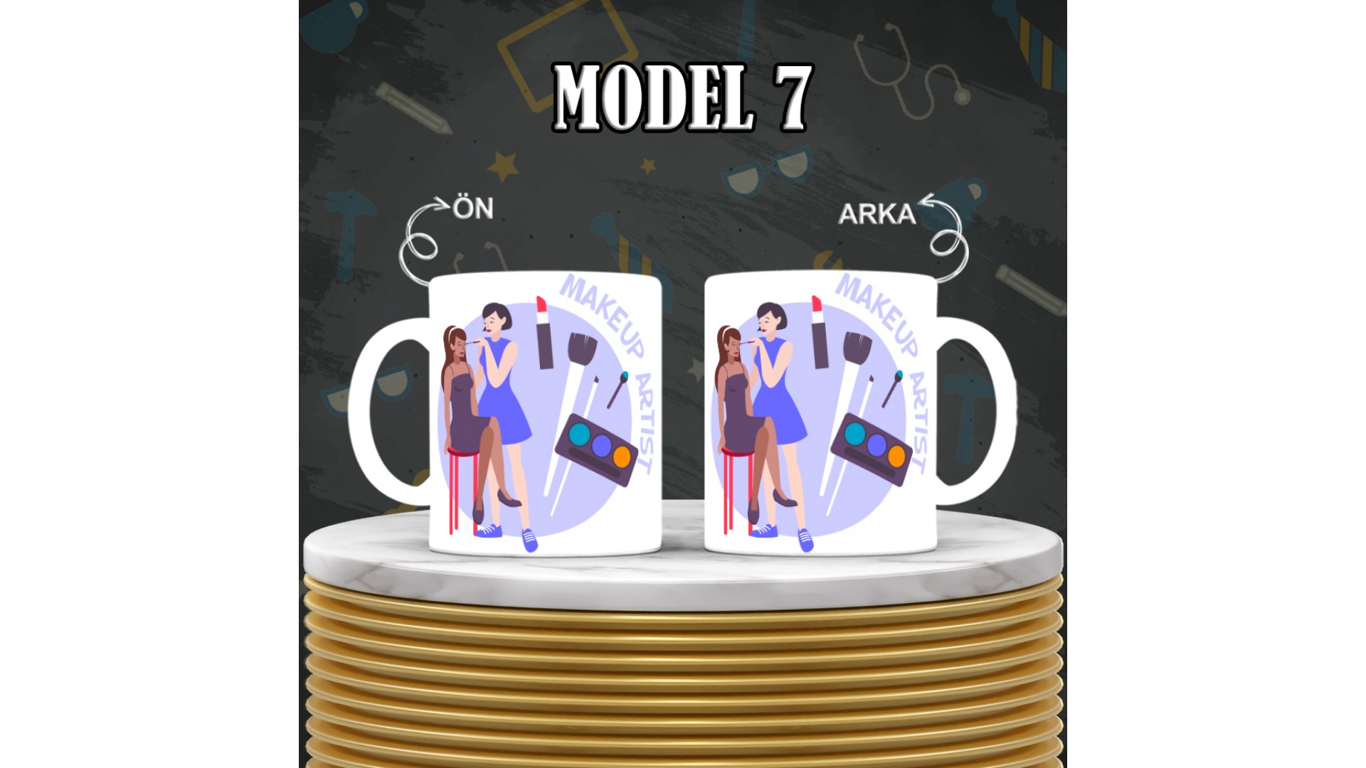 Kuaförlere özel baskılı seramik kupa bardak