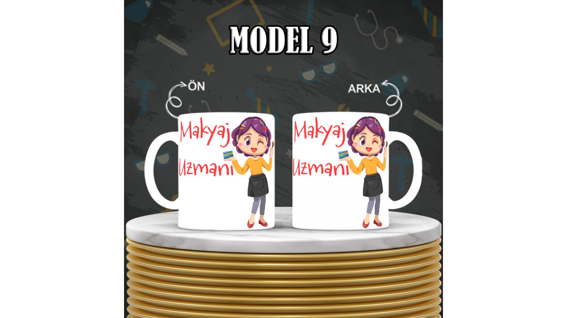 Kuaförlere özel baskılı seramik kupa bardak