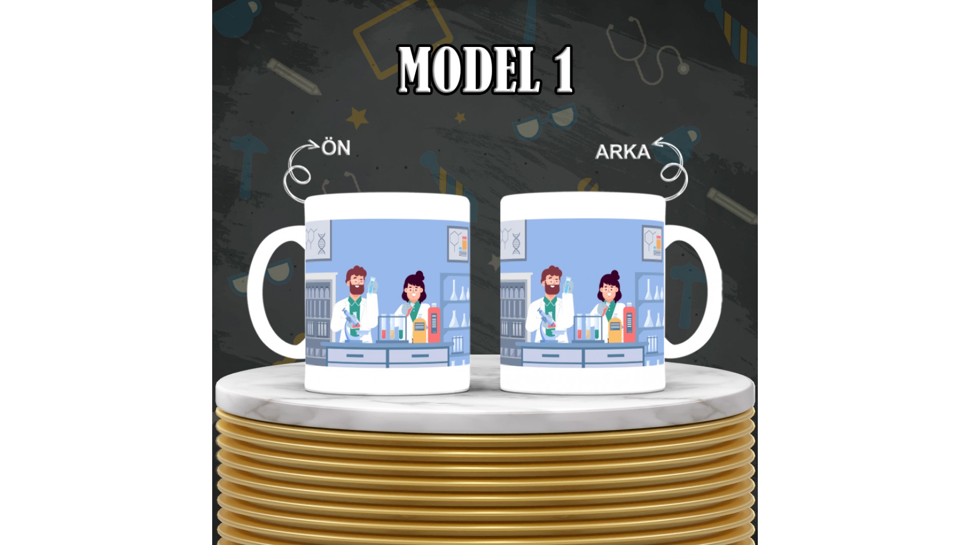 Laboratuar Teknikerlerine  özel baskılı seramik kupa bardak