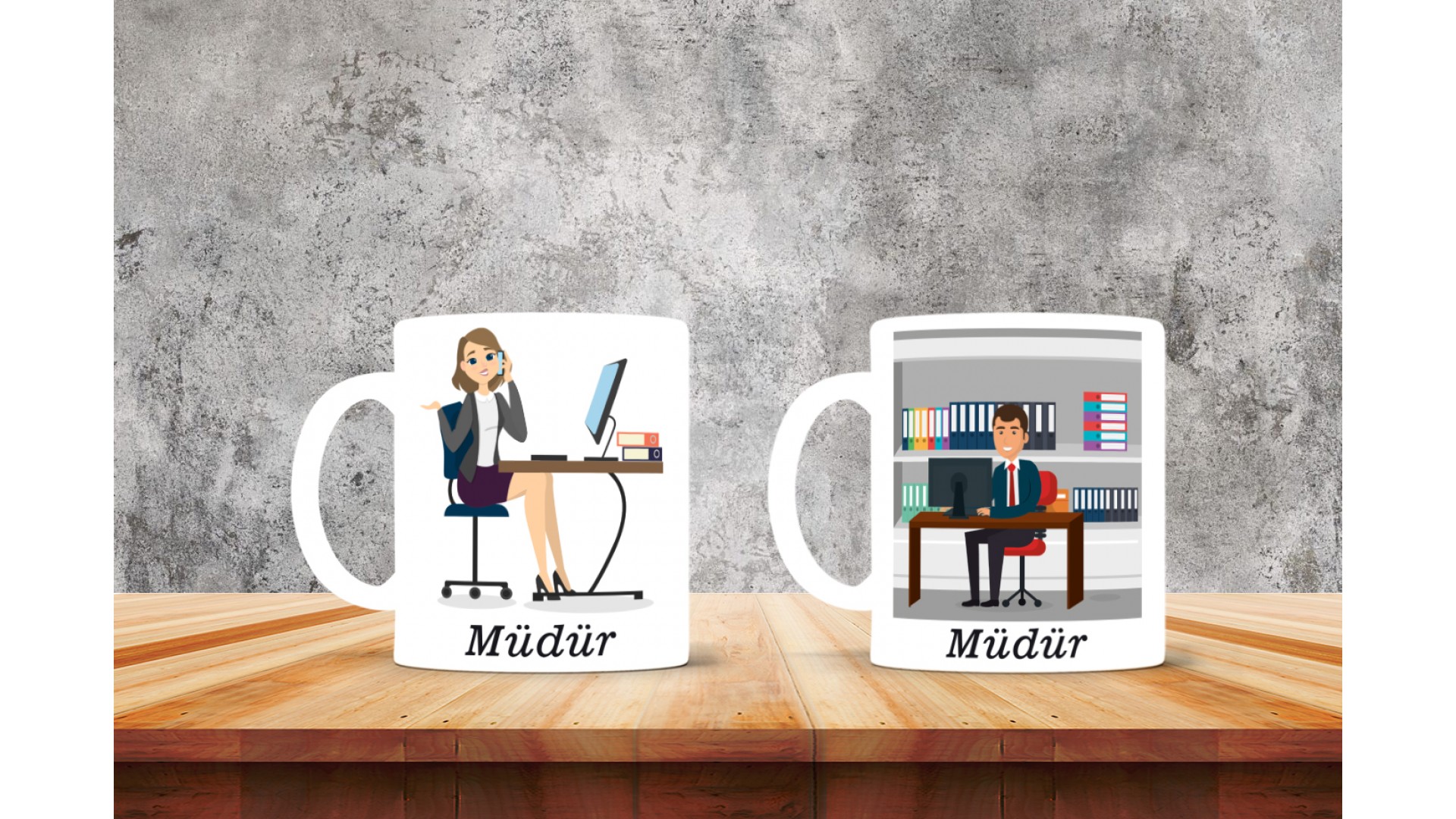 Müdürlere özel baskılı seramik kupa bardak