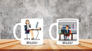 Müdürlere özel baskılı seramik kupa bardak