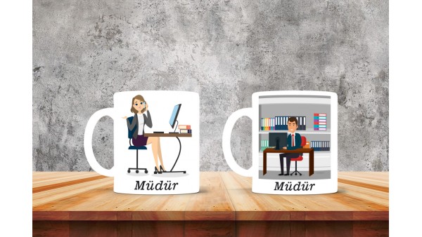 Müdürlere Özel Tasarımlı Baskılı Kupa Bardak – MiksHediye