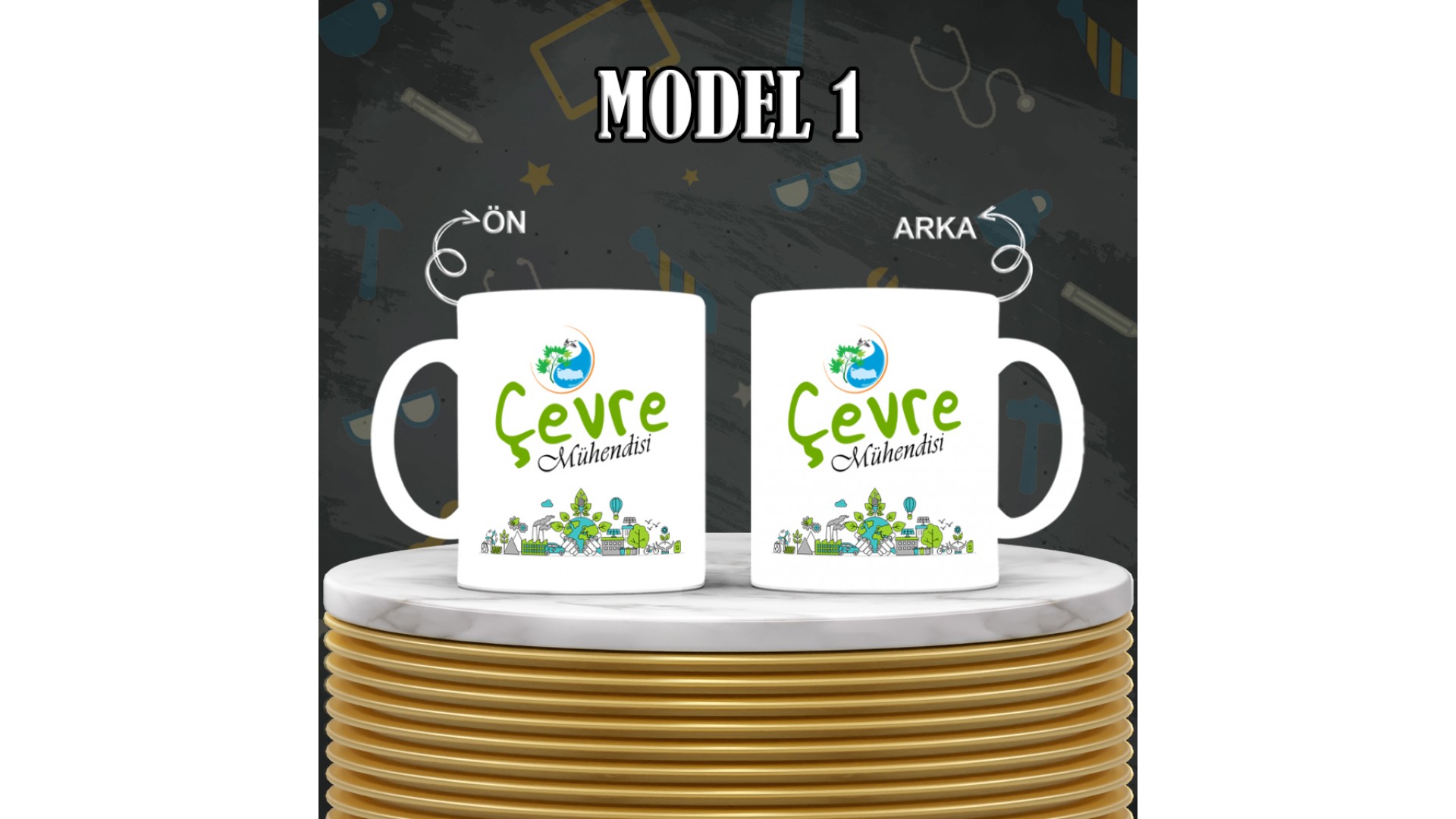 Mühendislere özel baskılı seramik kupa bardak