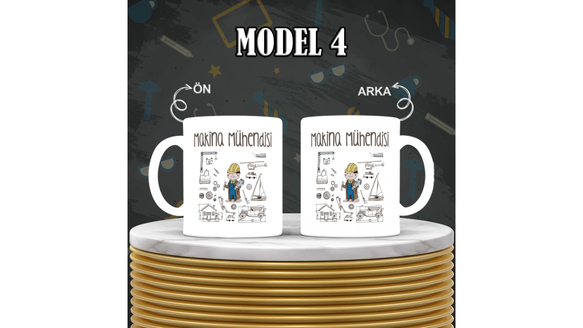 Mühendislere özel baskılı seramik kupa bardak