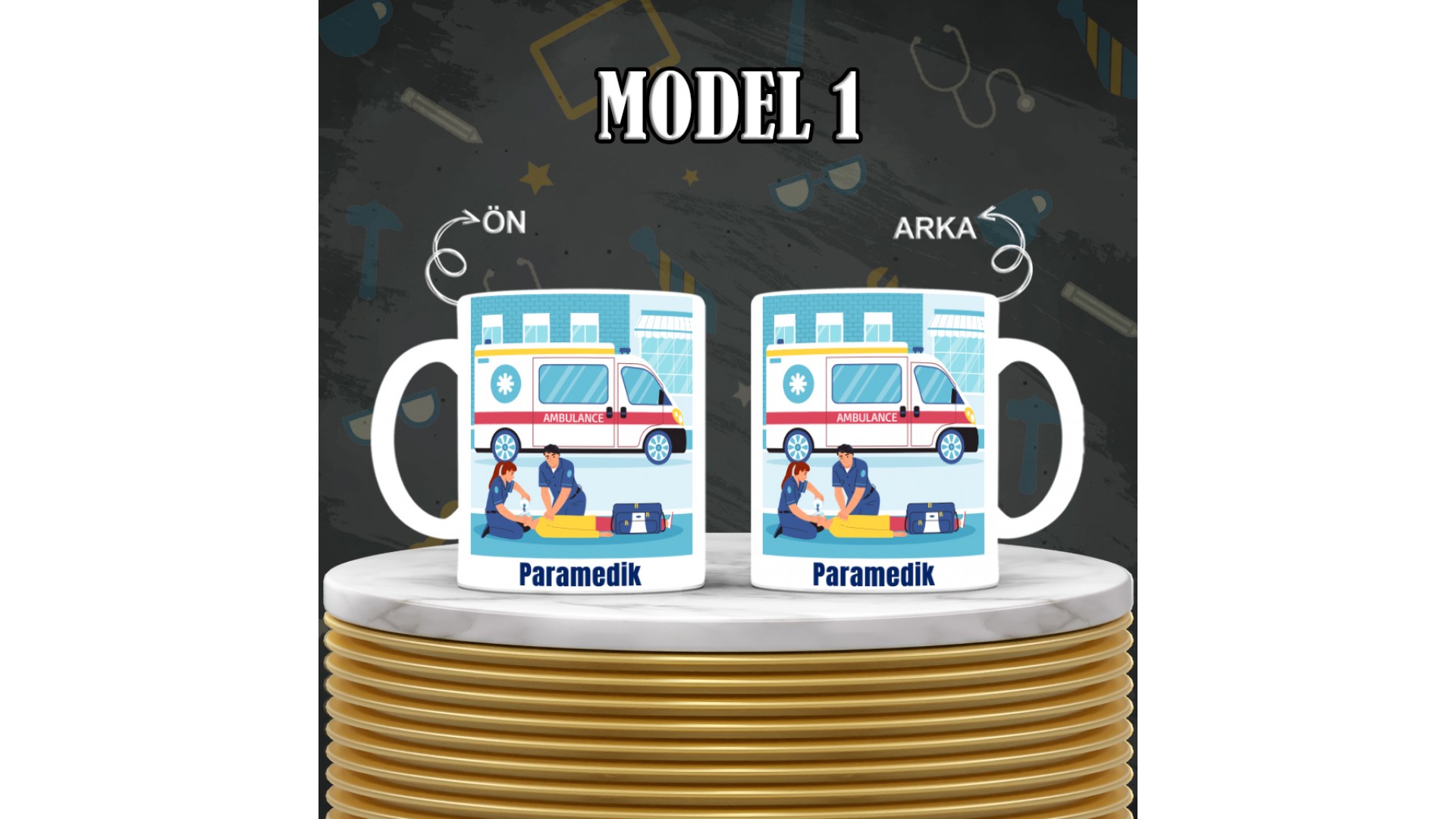 Paramediklere özel baskılı seramik kupa bardak