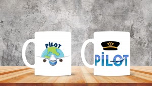 Pilotlara özel baskılı seramik kupa bardak