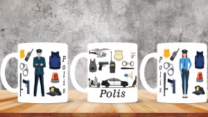 Polislere özel baskılı seramik kupa bardak