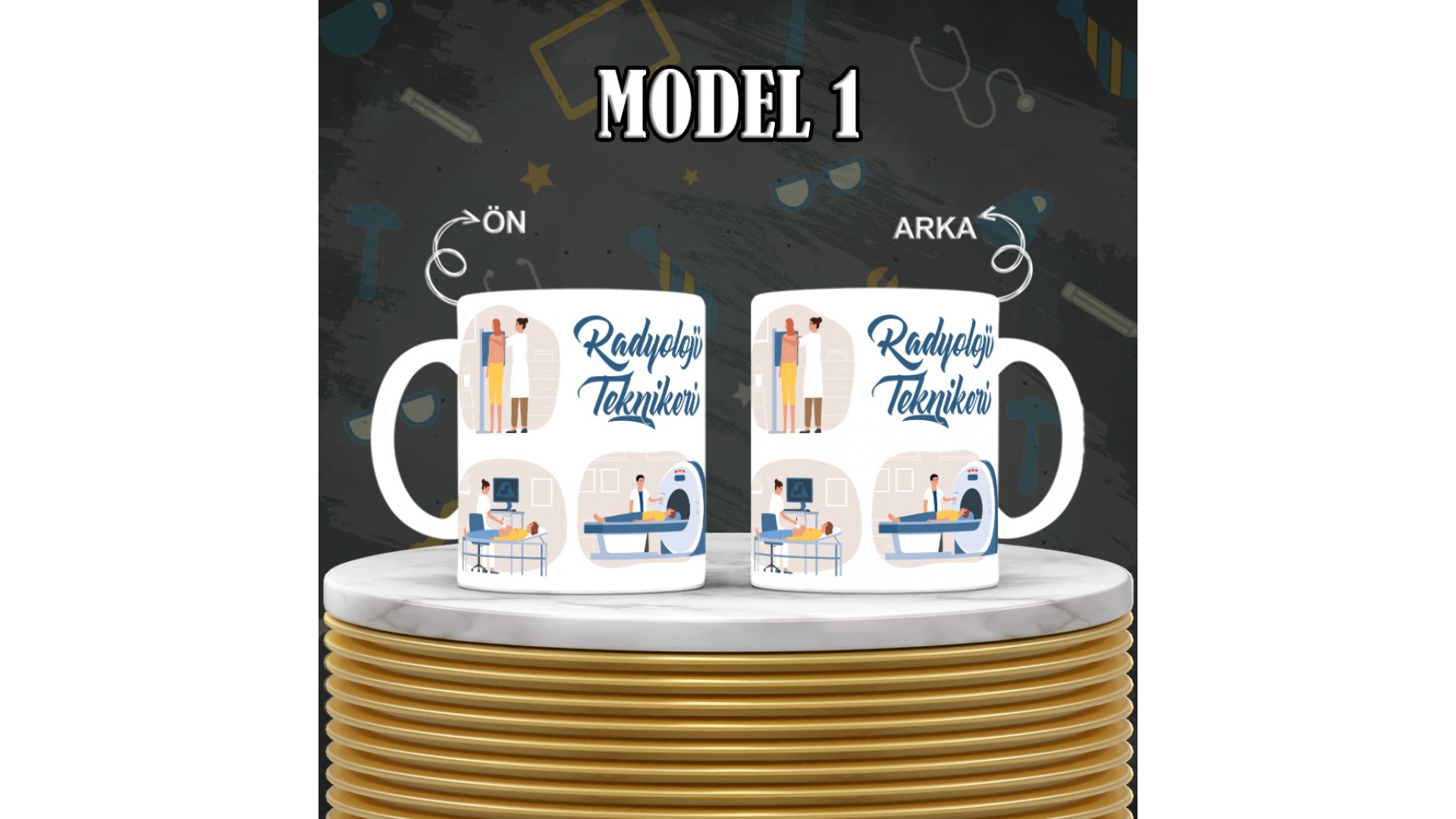 Radyoloji Teknikerlerine özel baskılı seramik kupa bardak