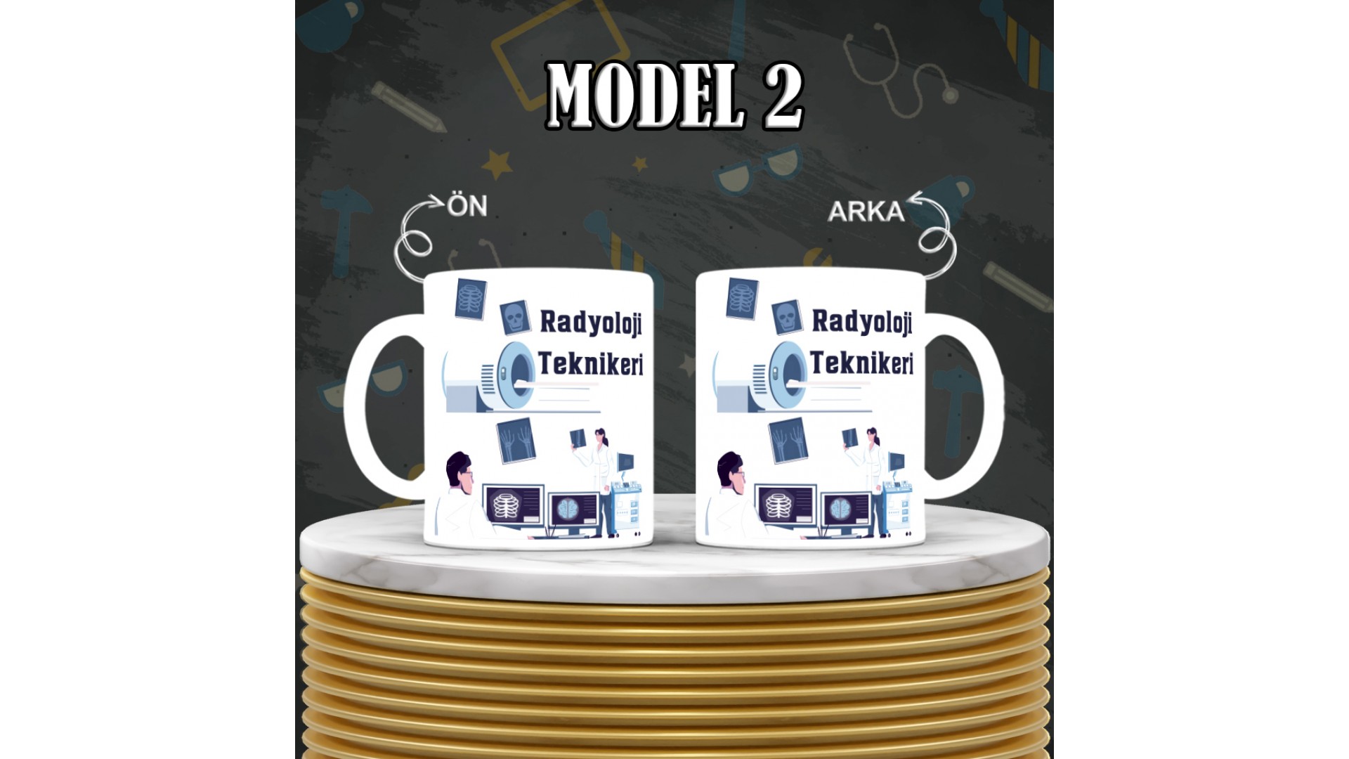 Radyoloji Teknikerlerine özel baskılı seramik kupa bardak