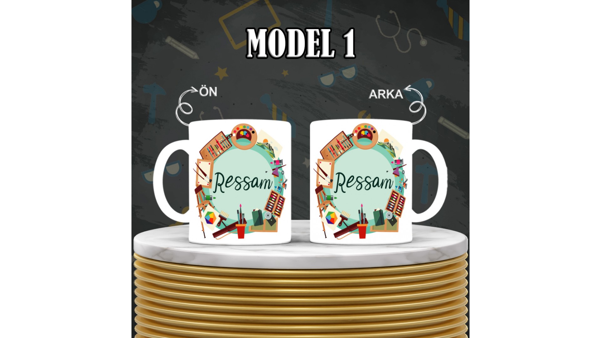 Ressamlara özel baskılı seramik kupa bardak