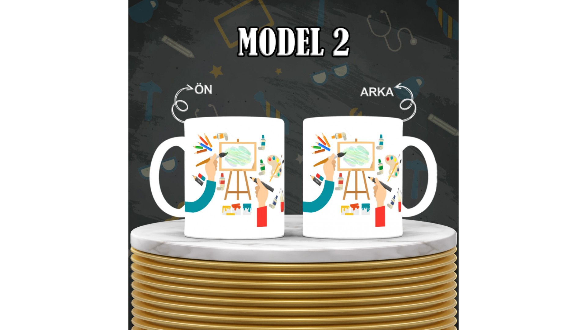 Ressamlara özel baskılı seramik kupa bardak