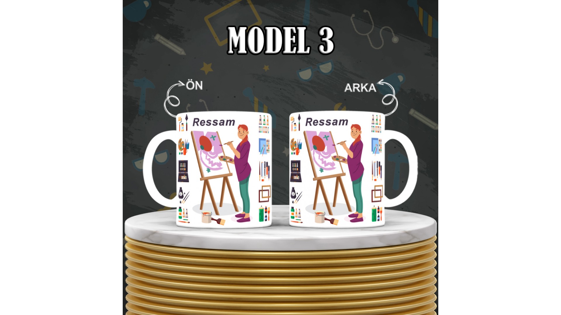 Ressamlara özel baskılı seramik kupa bardak