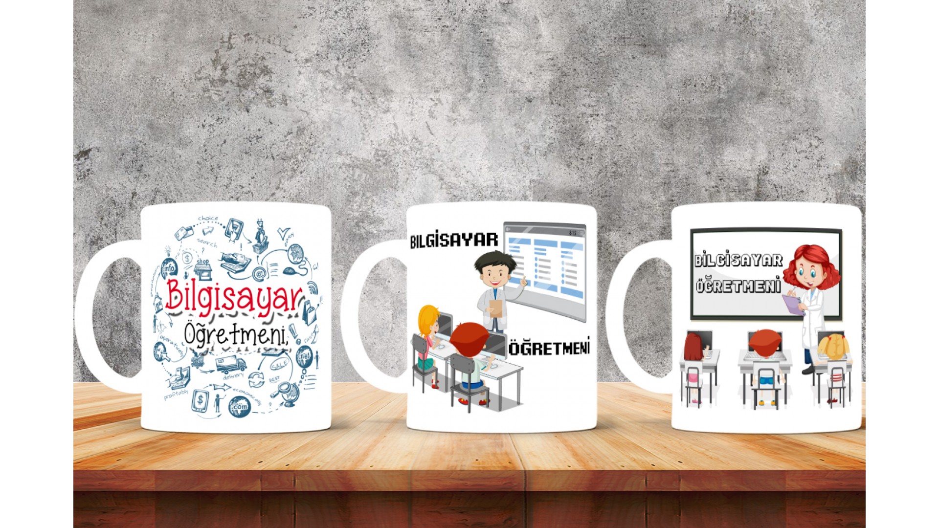 Bilgisayar Öğretmenlerine özel baskılı seramik kupa bardak