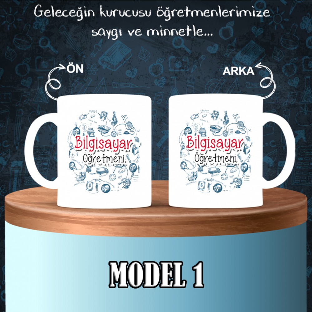Bilgisayar Öğretmenlerine Özel Tasarımlı Baskılı Kupa Bardak – MiksHediye