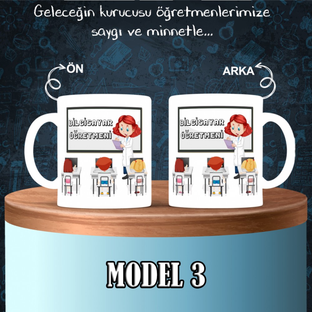 Bilgisayar Öğretmenlerine özel baskılı seramik kupa bardak
