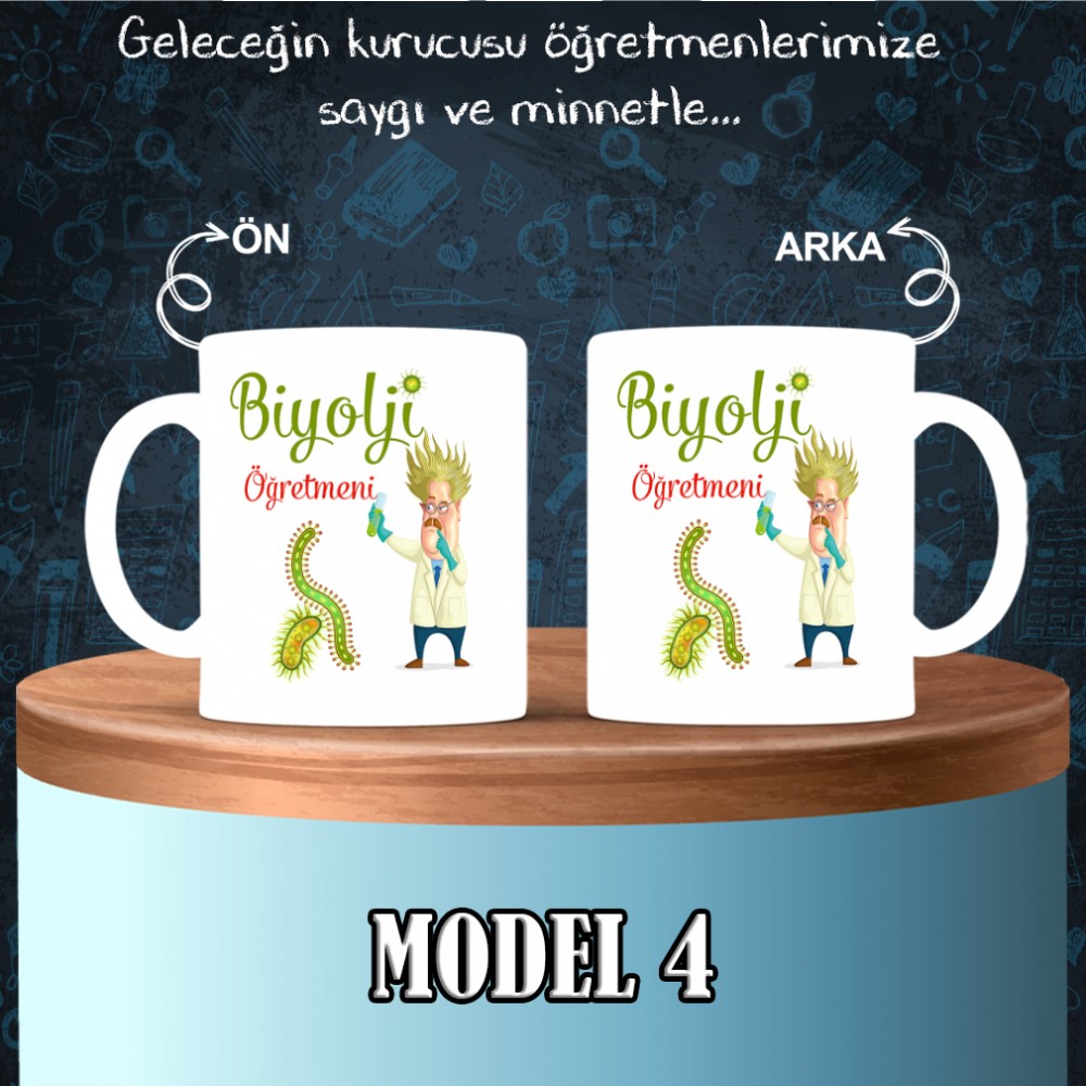 Biyoloji Öğretmenlerine özel baskılı seramik kupa bardak