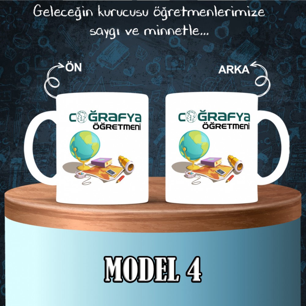 Coğrafya Öğretmenlerine Özel Tasarımlı Baskılı Kupa Bardak – MiksHediye