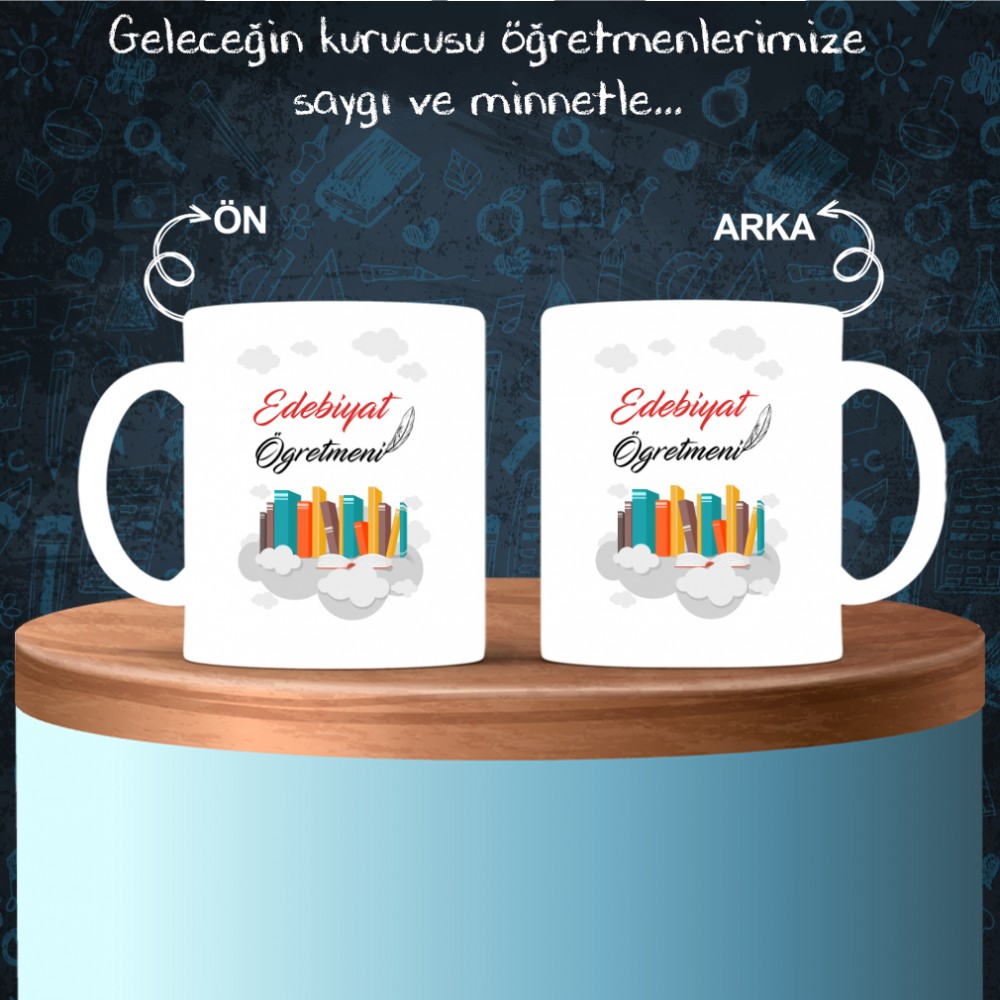 Edebiyat Öğretmenlerine Özel Tasarımlı Baskılı Kupa Bardak – MiksHediye