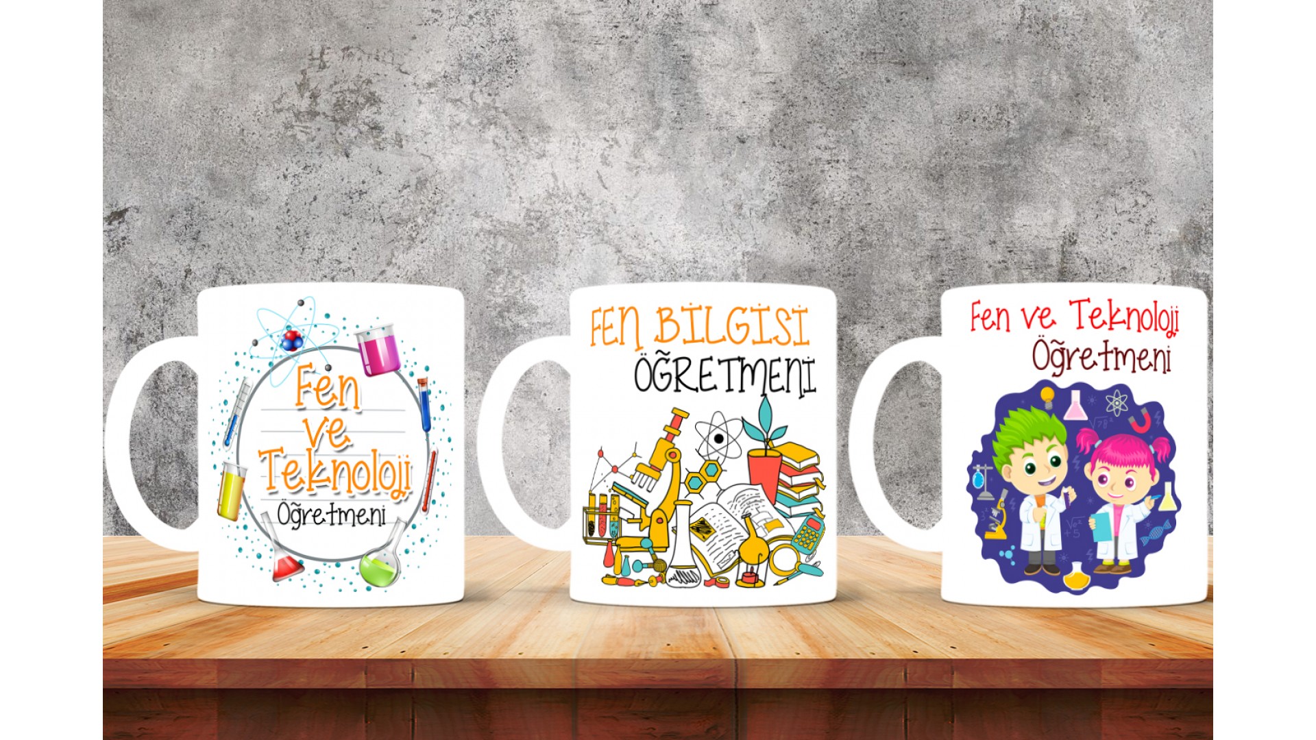 Fen ve Teknoloji Öğretmenlerine özel baskılı seramik kupa bardak