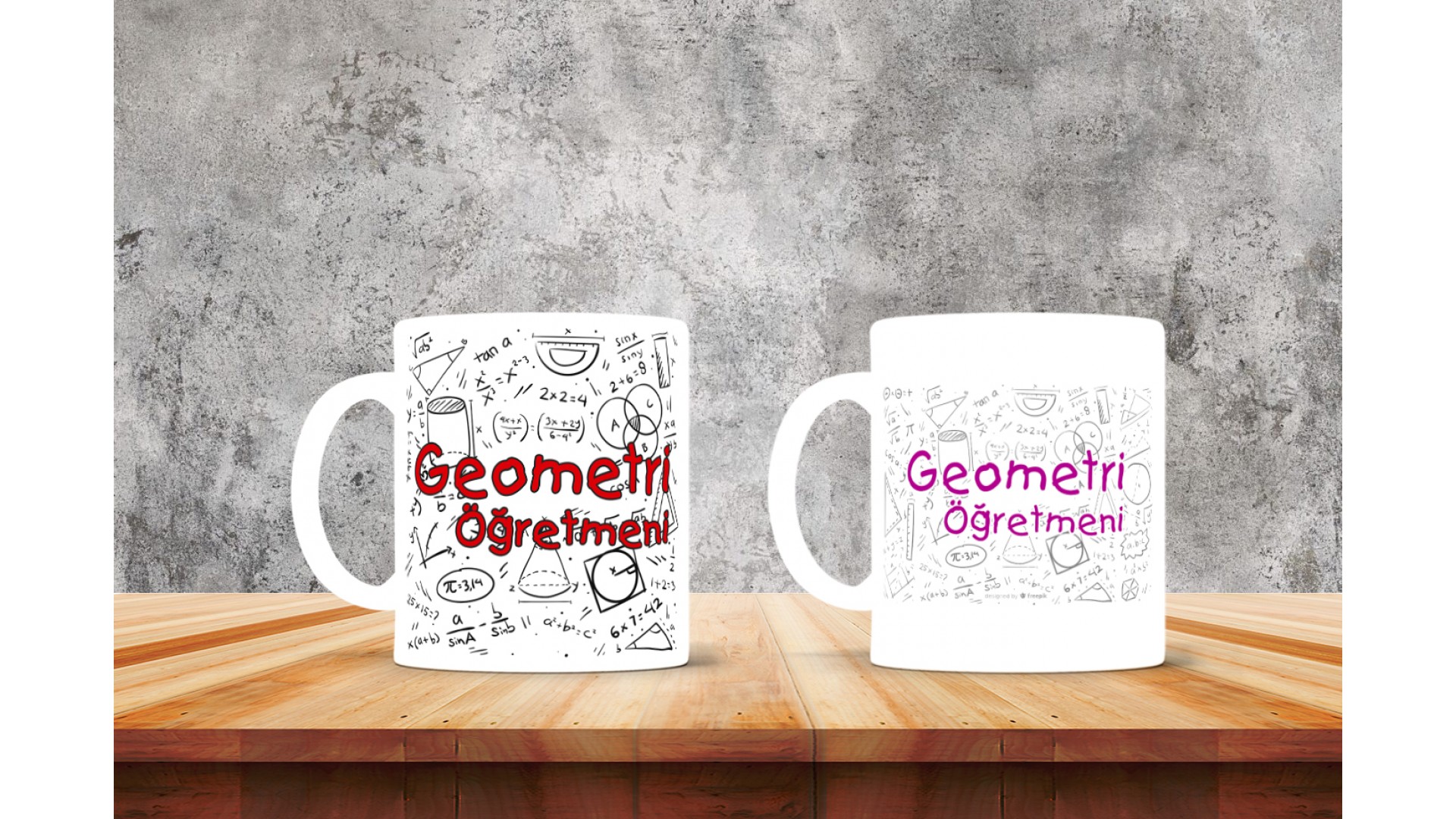 Geometri Öğretmenlerine özel baskılı seramik kupa bardak