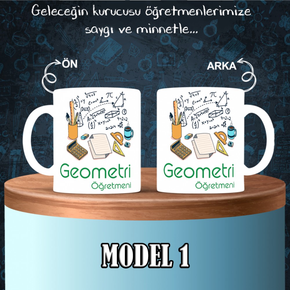 Geometri Öğretmenlerine Özel Tasarımlı Baskılı Kupa Bardak – MiksHediye
