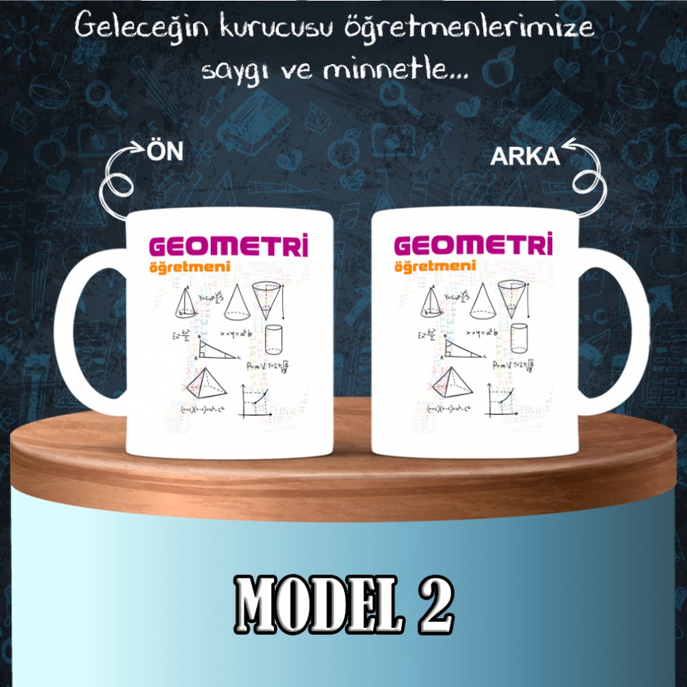 Geometri Öğretmenlerine özel baskılı seramik kupa bardak