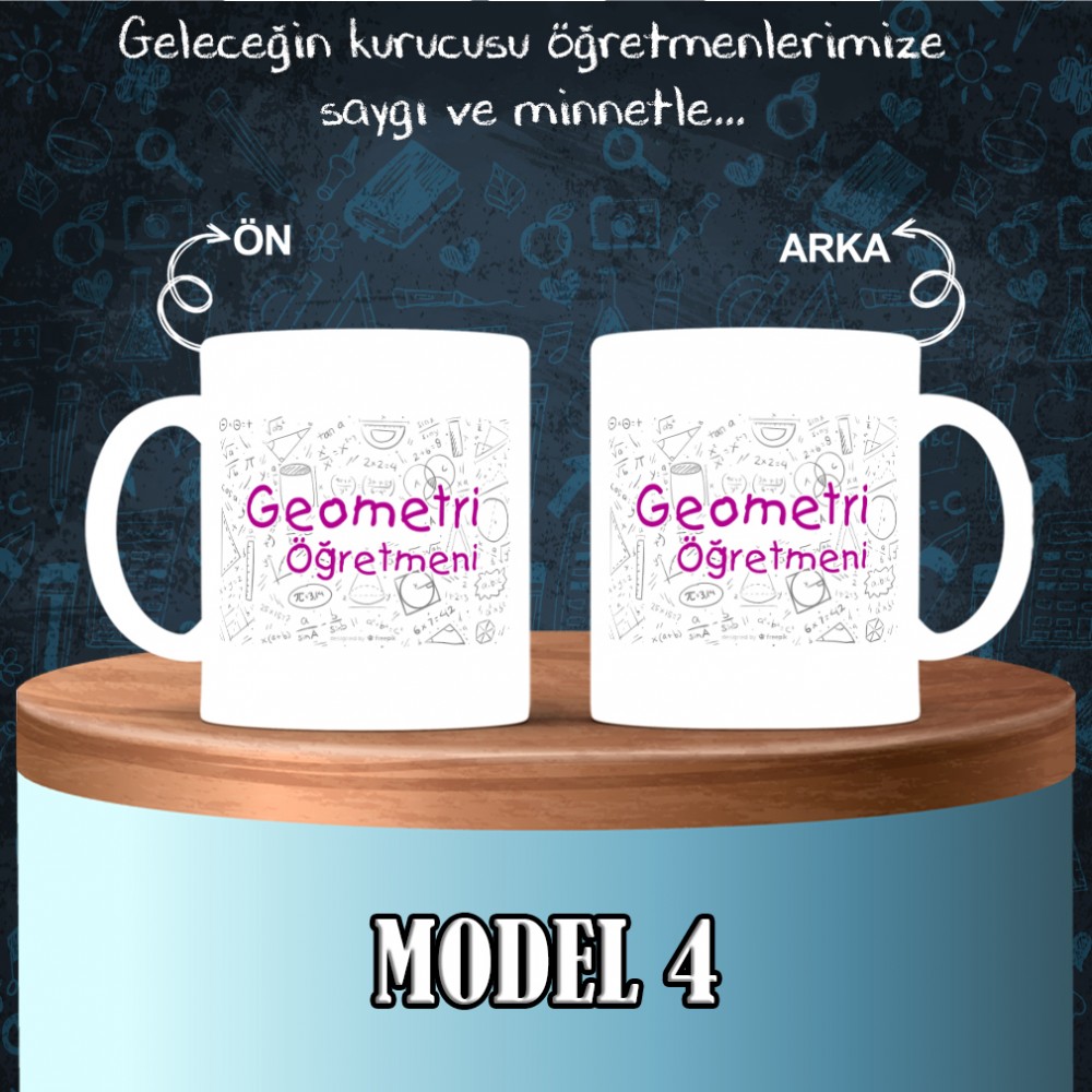 Geometri Öğretmenlerine özel baskılı seramik kupa bardak