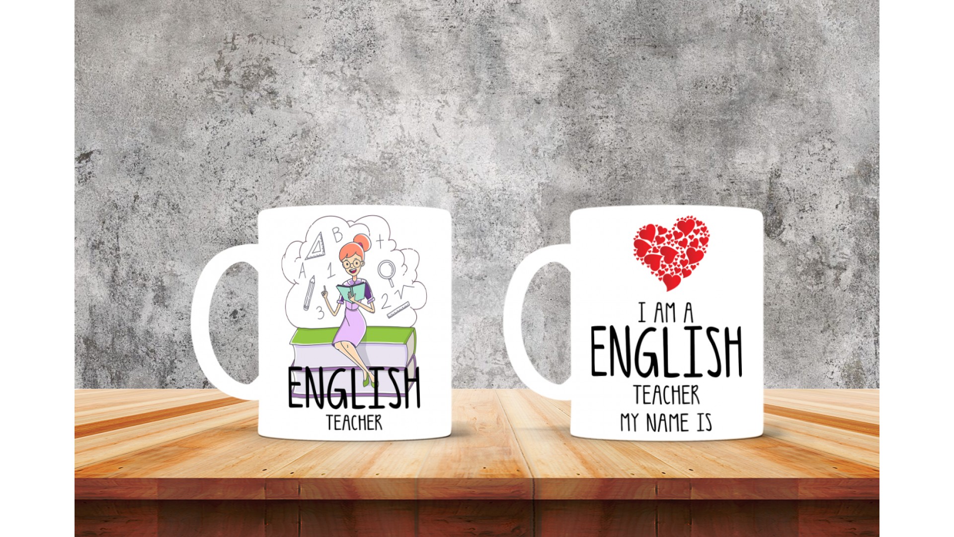 İngilizce  Öğretmenlerine özel baskılı seramik kupa bardak