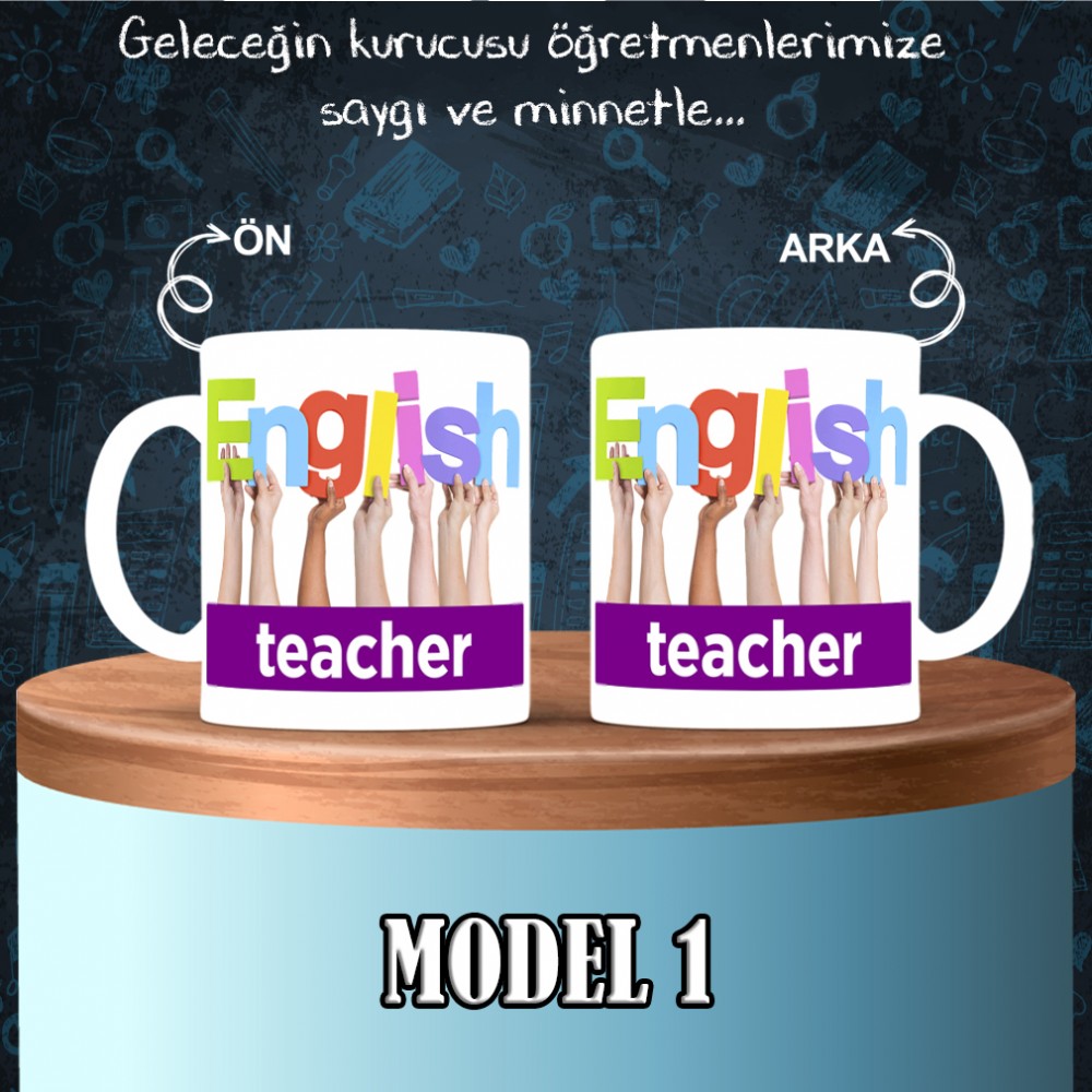 İngilizce  Öğretmenlerine özel baskılı seramik kupa bardak