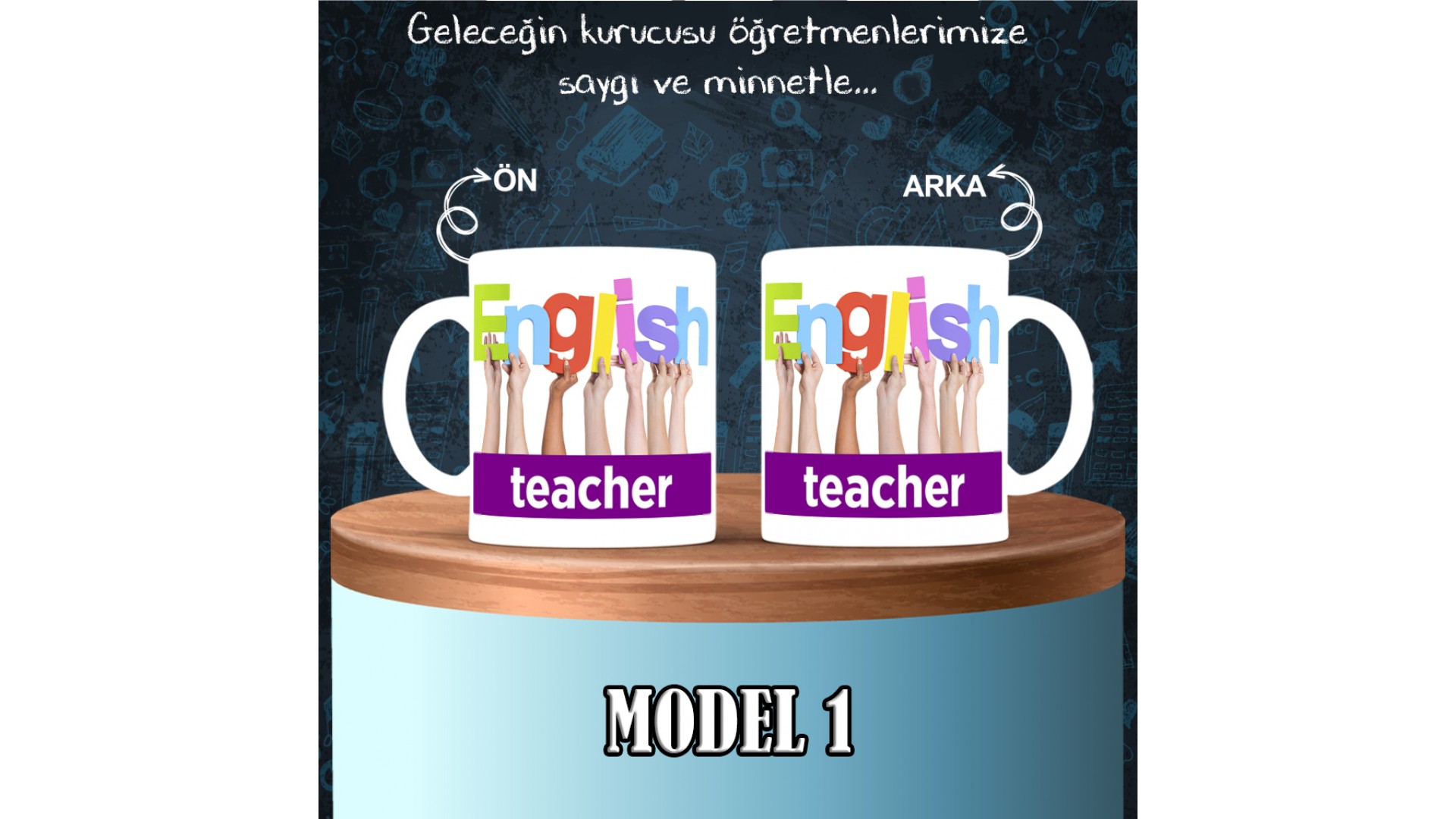 İngilizce  Öğretmenlerine özel baskılı seramik kupa bardak