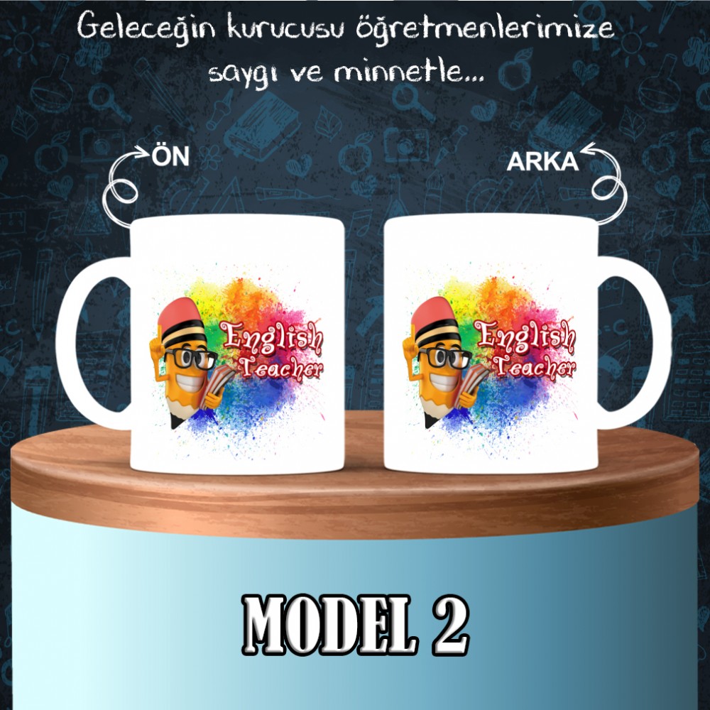 İngilizce  Öğretmenlerine özel baskılı seramik kupa bardak
