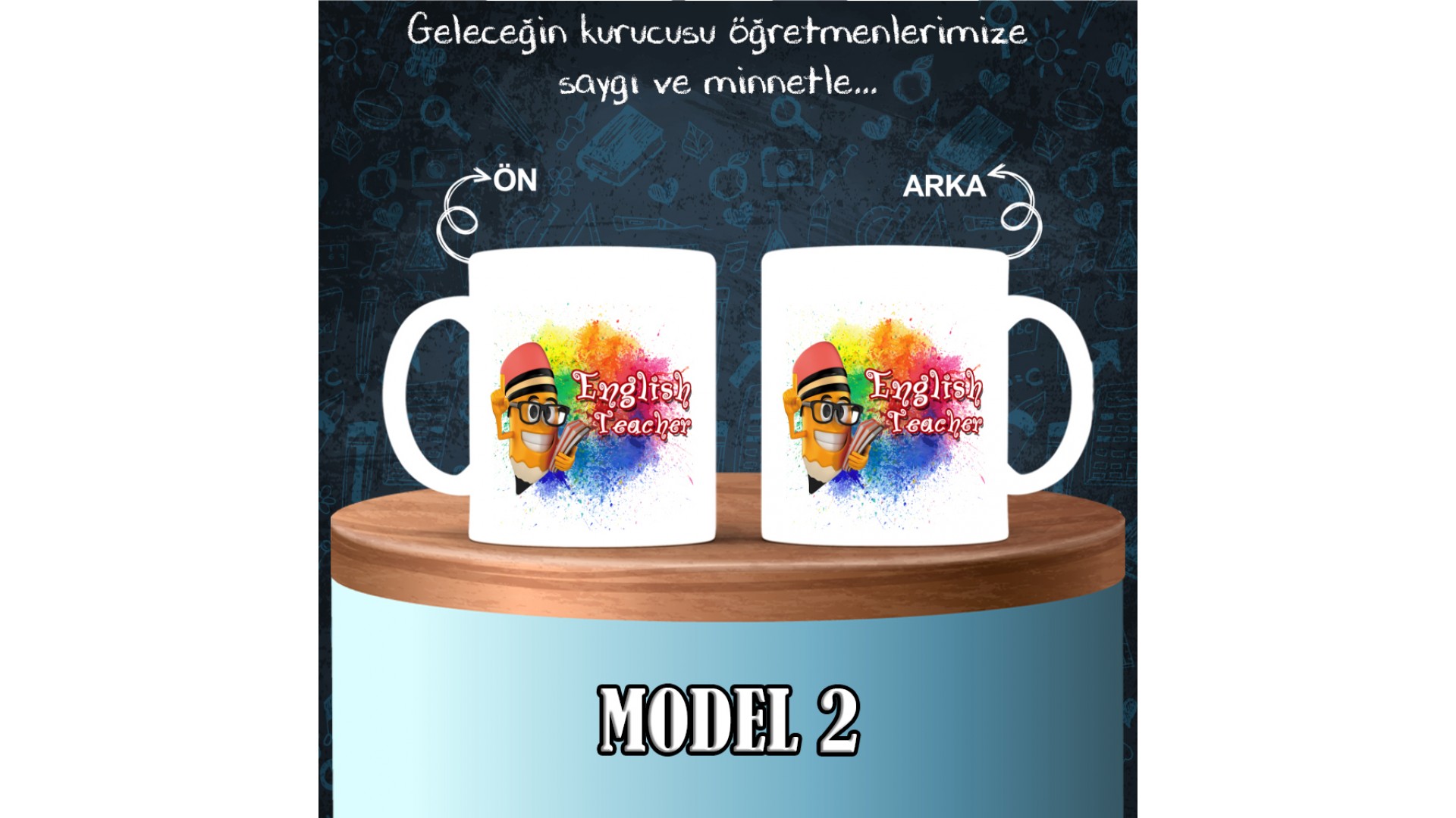 İngilizce  Öğretmenlerine özel baskılı seramik kupa bardak