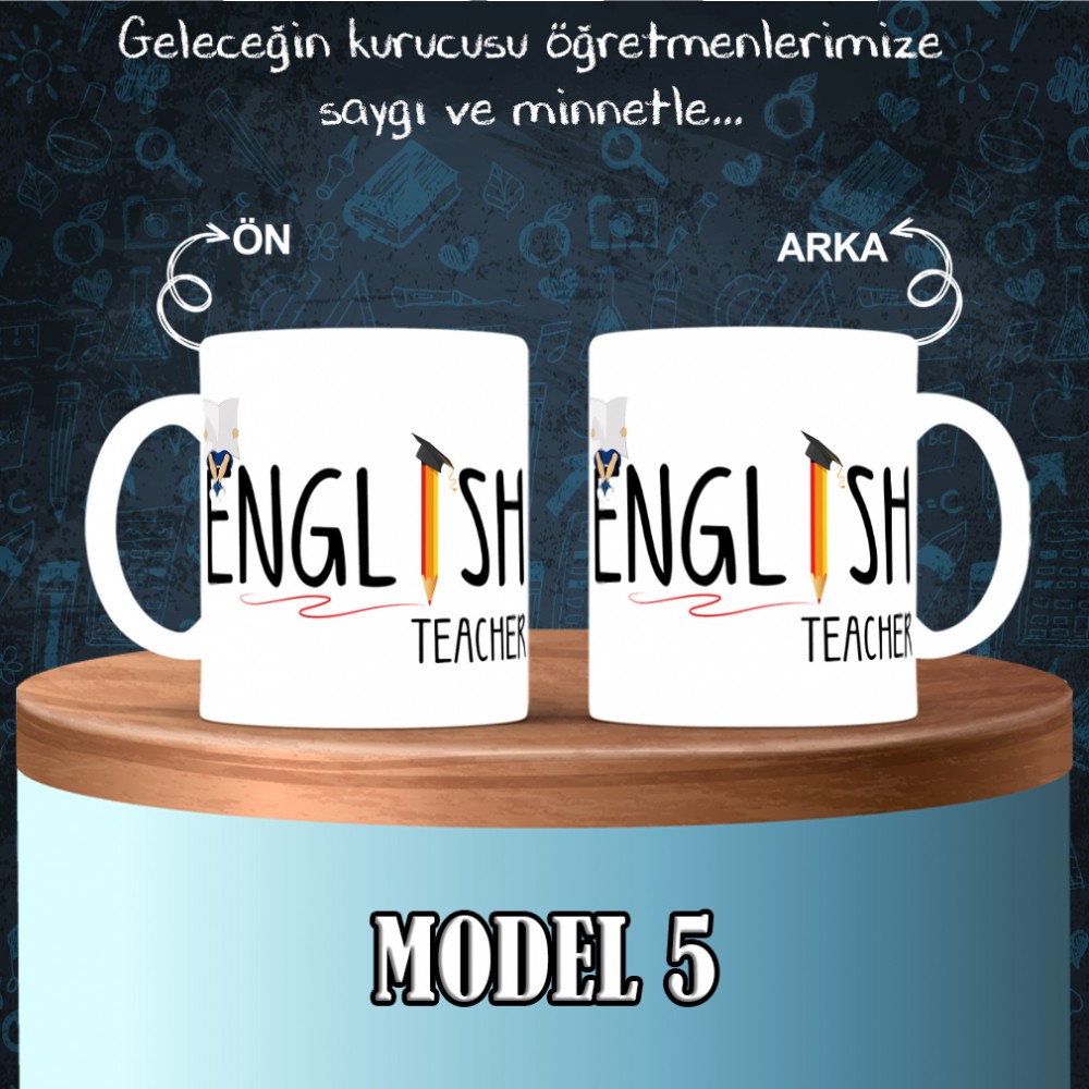 İngilizce  Öğretmenlerine özel baskılı seramik kupa bardak