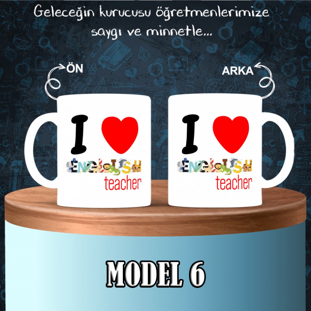 İngilizce  Öğretmenlerine özel baskılı seramik kupa bardak