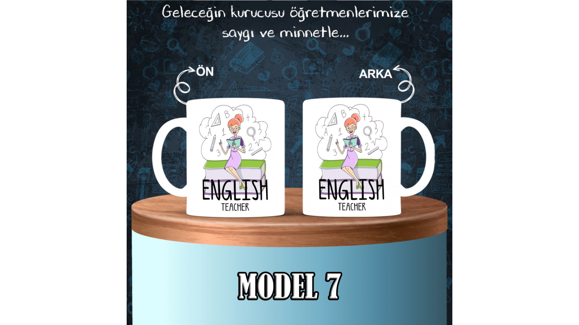İngilizce  Öğretmenlerine özel baskılı seramik kupa bardak