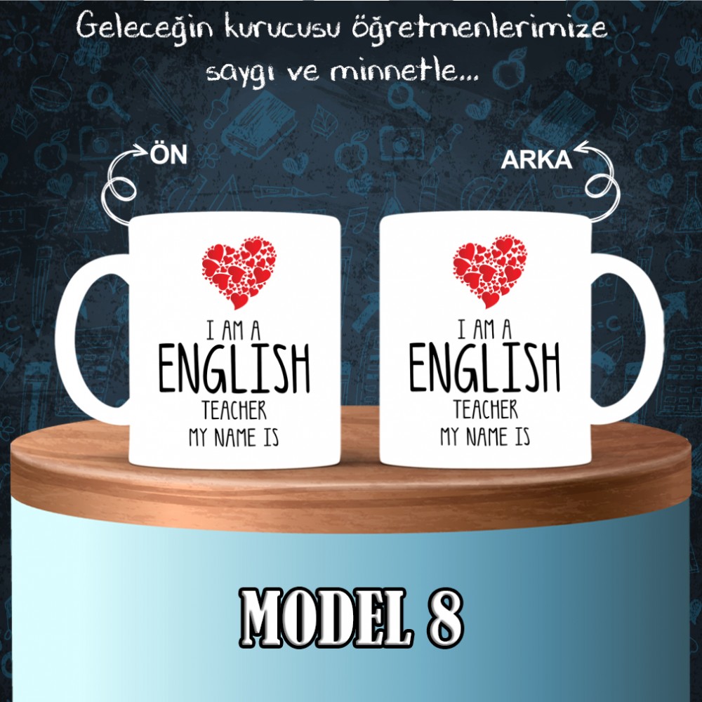 İngilizce  Öğretmenlerine özel baskılı seramik kupa bardak