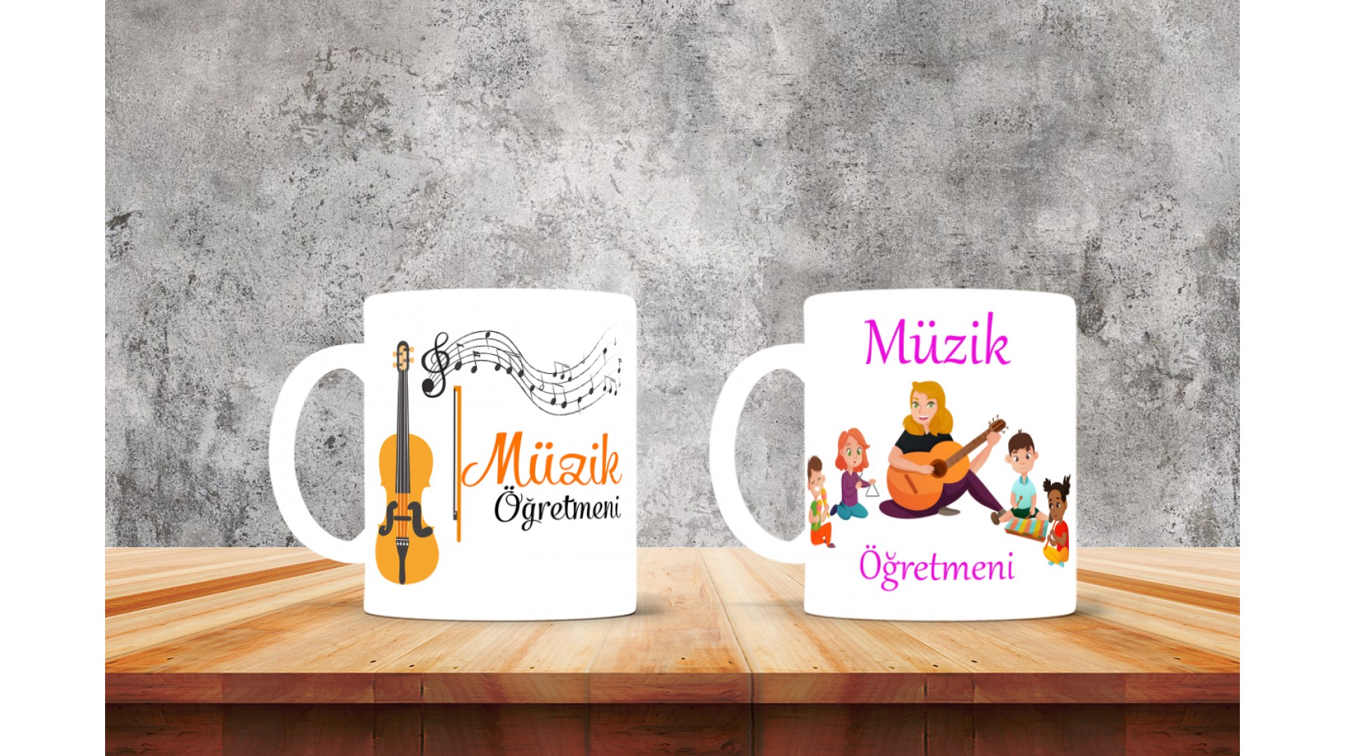 Müzik Öğretmenlerine özel baskılı seramik kupa bardak