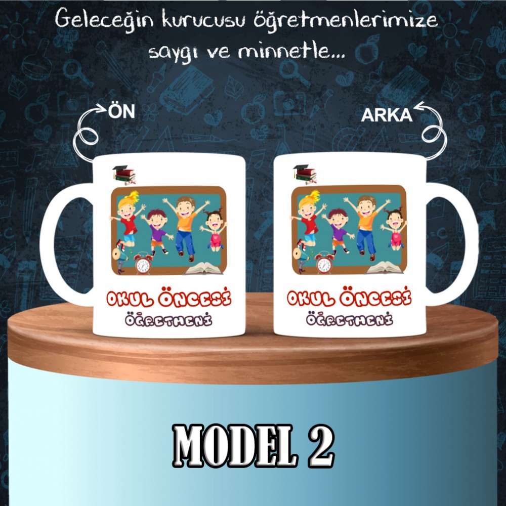 Okul Öncesi Öğretmenlerine özel baskılı seramik kupa bardak