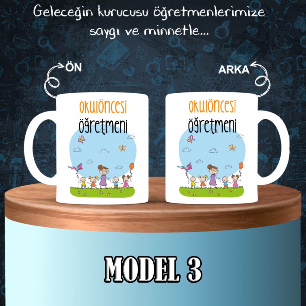 Okul Öncesi Öğretmenlerine özel baskılı seramik kupa bardak