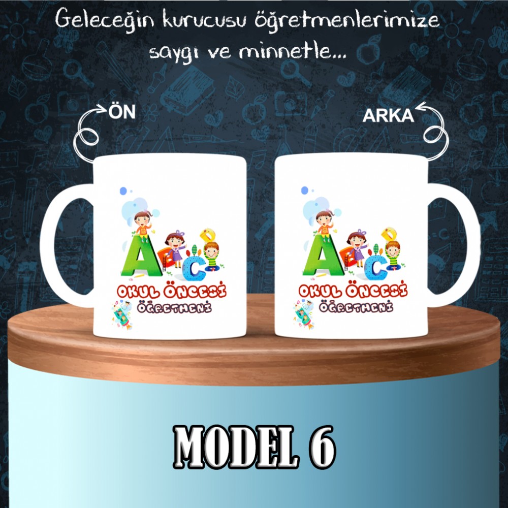 Okul Öncesi Öğretmenlerine özel baskılı seramik kupa bardak