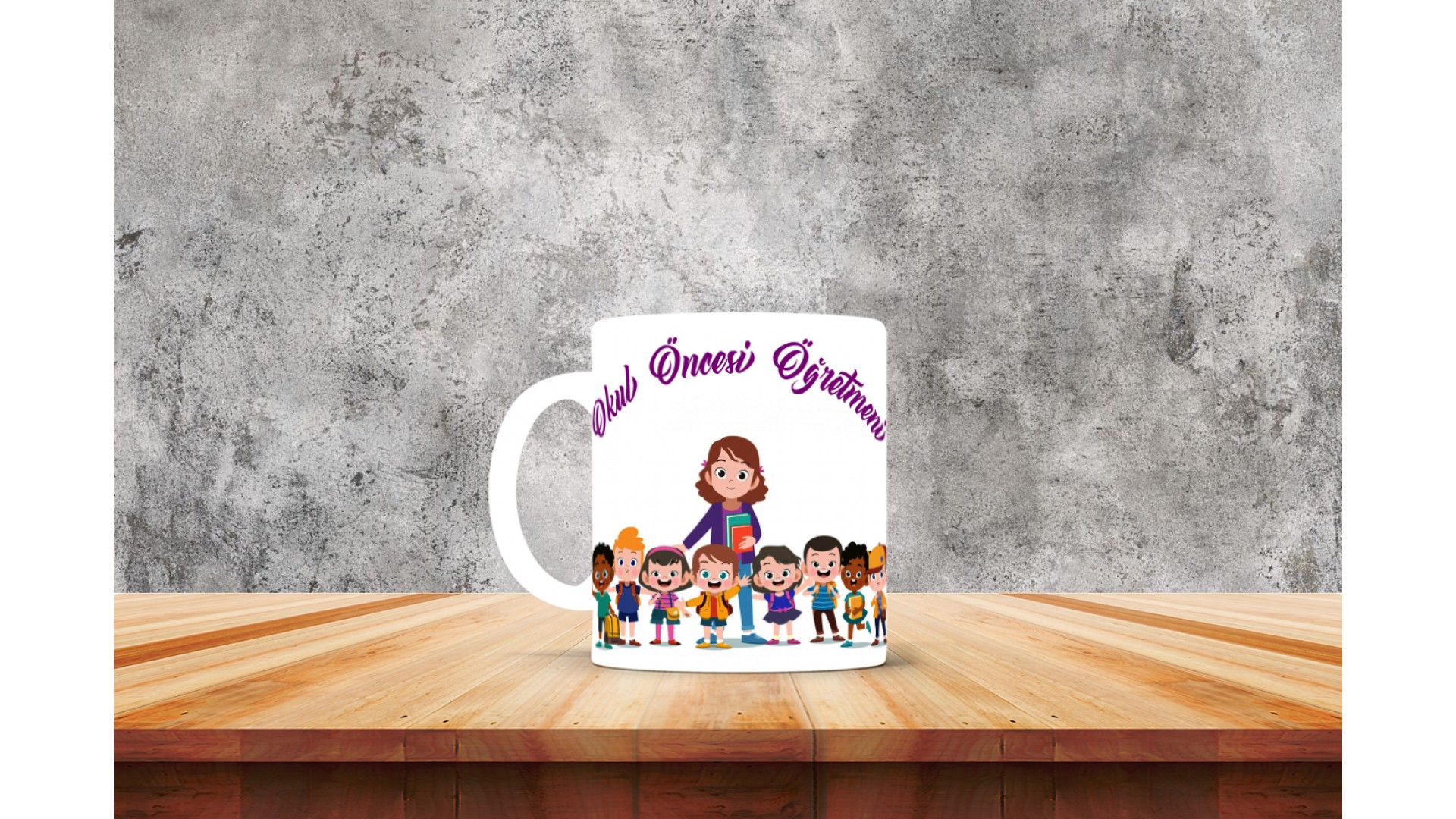 Okul Öncesi Öğretmenlerine özel baskılı seramik kupa bardak