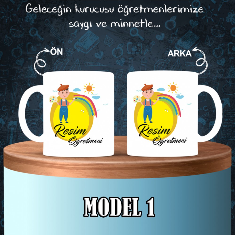 Resim Öğretmenlerine Özel Tasarımlı Baskılı Kupa Bardak – MiksHediye