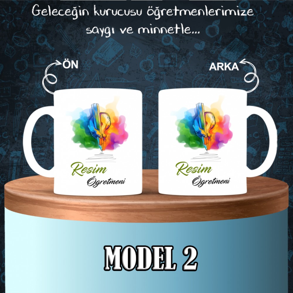 Resim Öğretmenlerine özel baskılı seramik kupa bardak