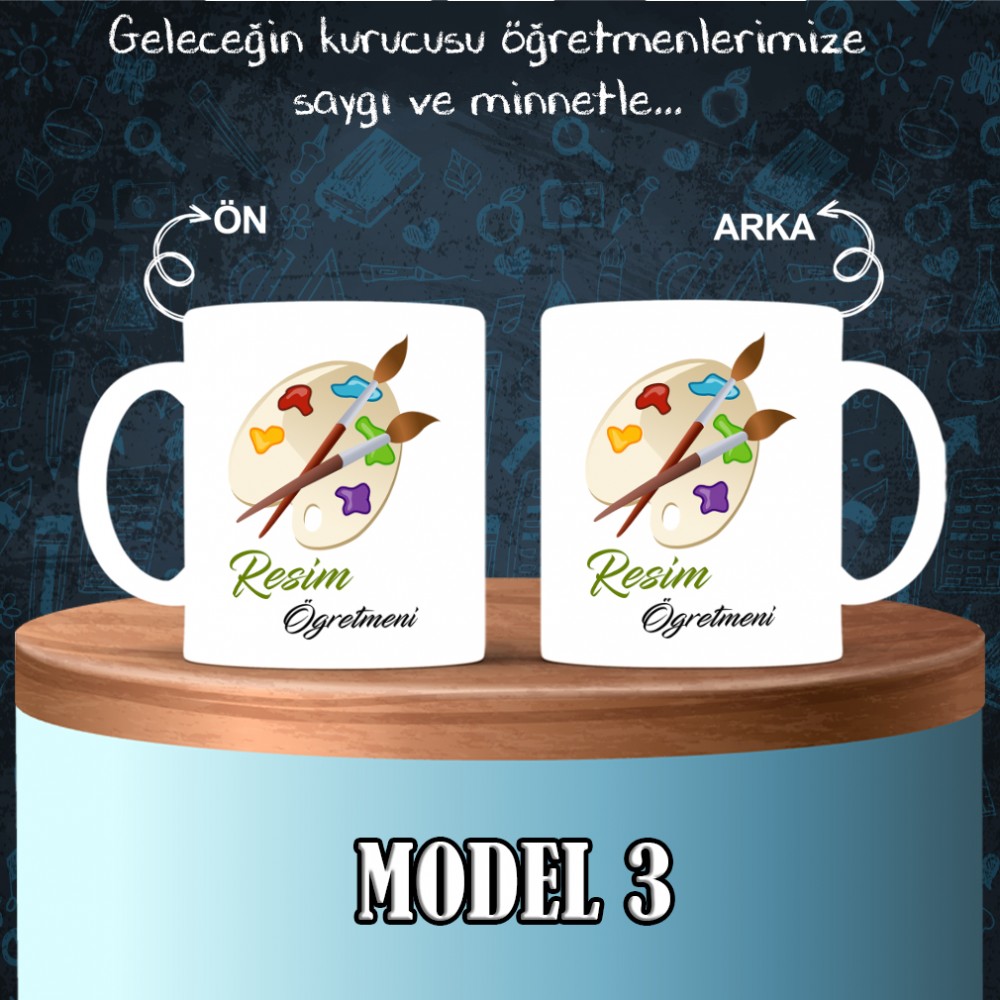 Resim Öğretmenlerine özel baskılı seramik kupa bardak