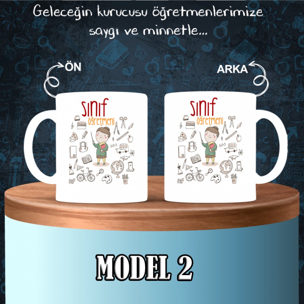 Sınıf Öğretmenlerine özel baskılı seramik kupa bardak