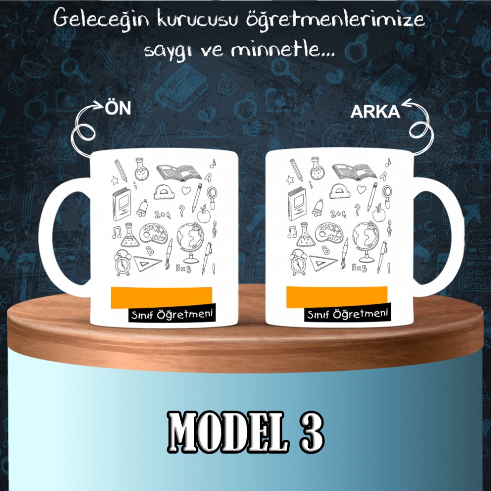 Sınıf Öğretmenlerine özel baskılı seramik kupa bardak